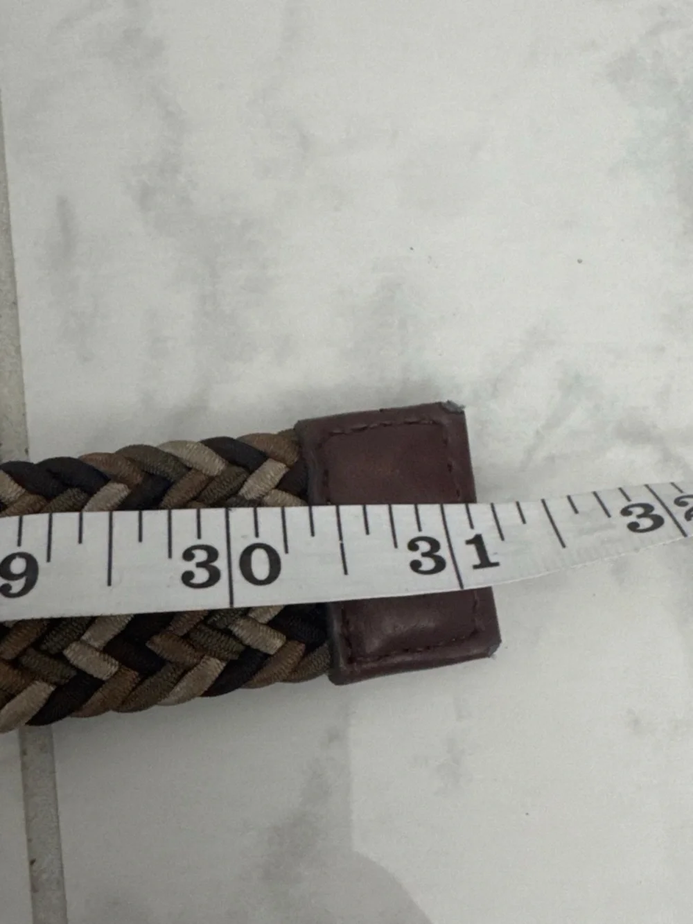 Braided Stretch Belt in Brown Multi-Tone with Leather Trim